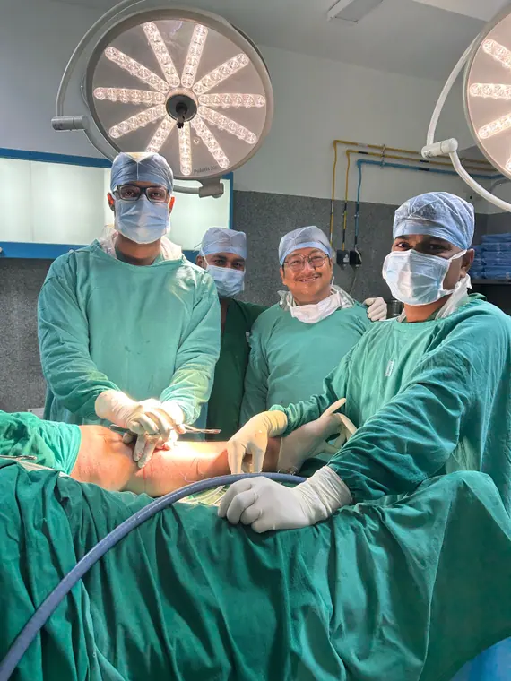 Dr. Mandar Deb with the surgical team