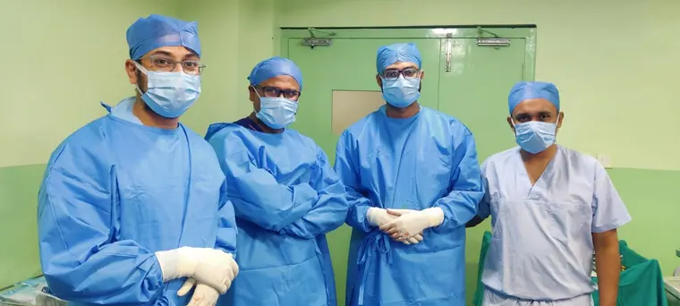 Orthopaedic theatre team after a procedure